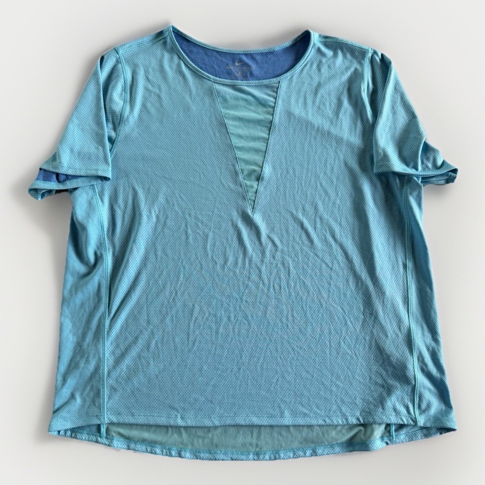 Nike Zonal Cooling Shirt Women's 1X XL Blue Short Sleeve Swoosh Round Neck